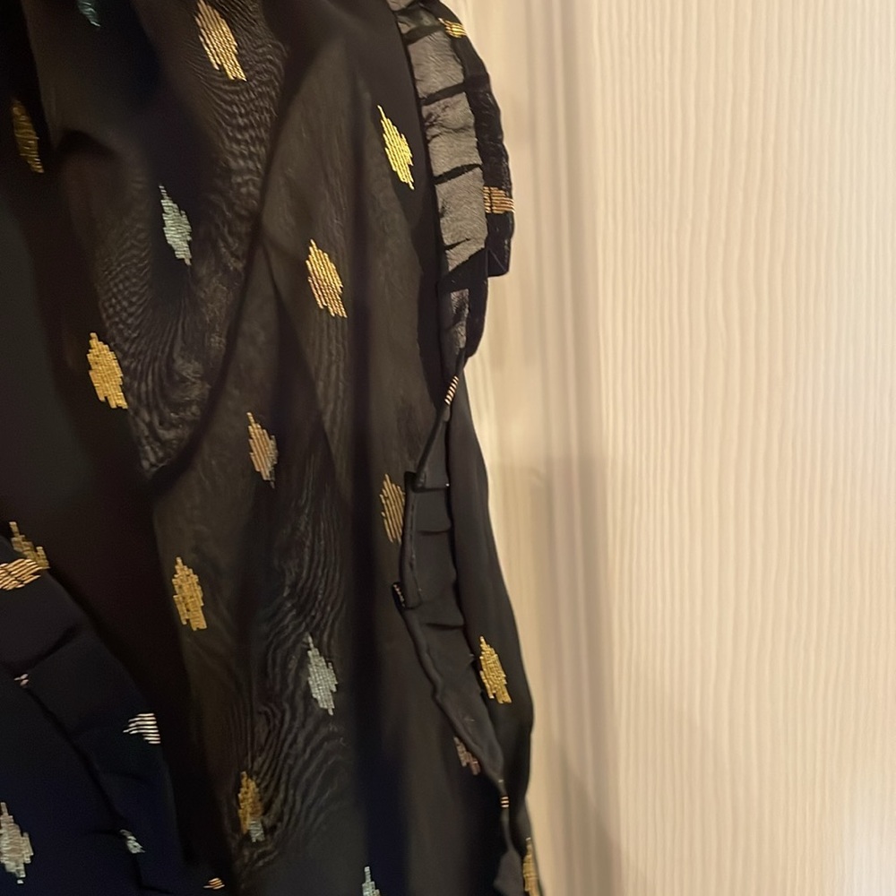 INC International Concepts NWT Black SheerBlouse with Gold Accents MSRP $70 - Picture 4 of 11